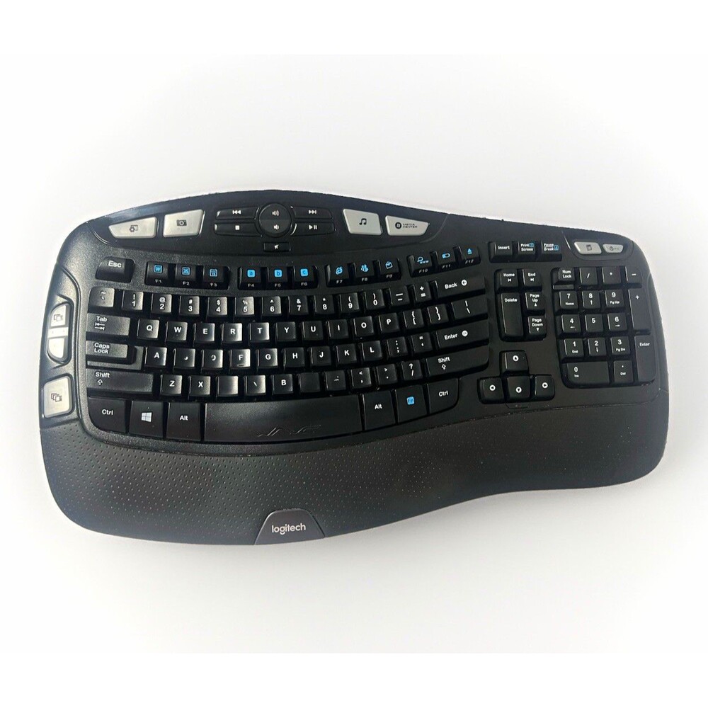 Logitech K350 Ergonmic Wireless Keyboard Multimedia Black TESTED WORKS NO DONGLE